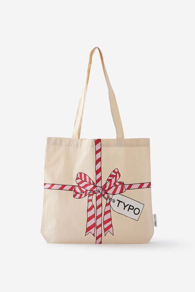 Foundation Typo Tote, STRIPED BOW