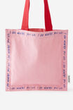 Foundation Typo Small Tote, I GO WHERE YOU GO/ STRAWBERRY MILK - example image 2