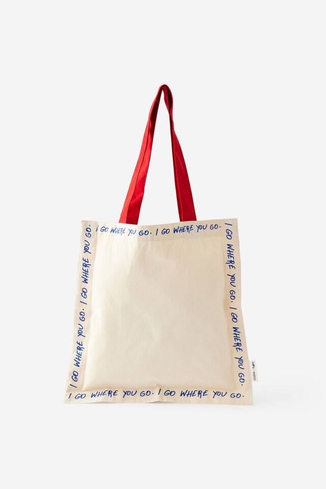 Foundation Typo Large Tote, I GO WHERE YOU GO