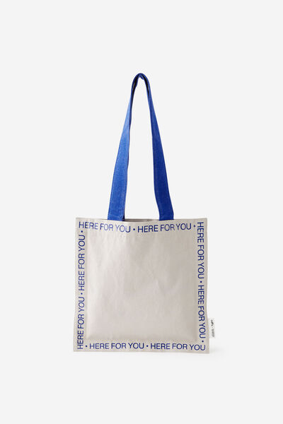 Foundation Typo Small Tote, HERE FOR YOU / RIVER GUM