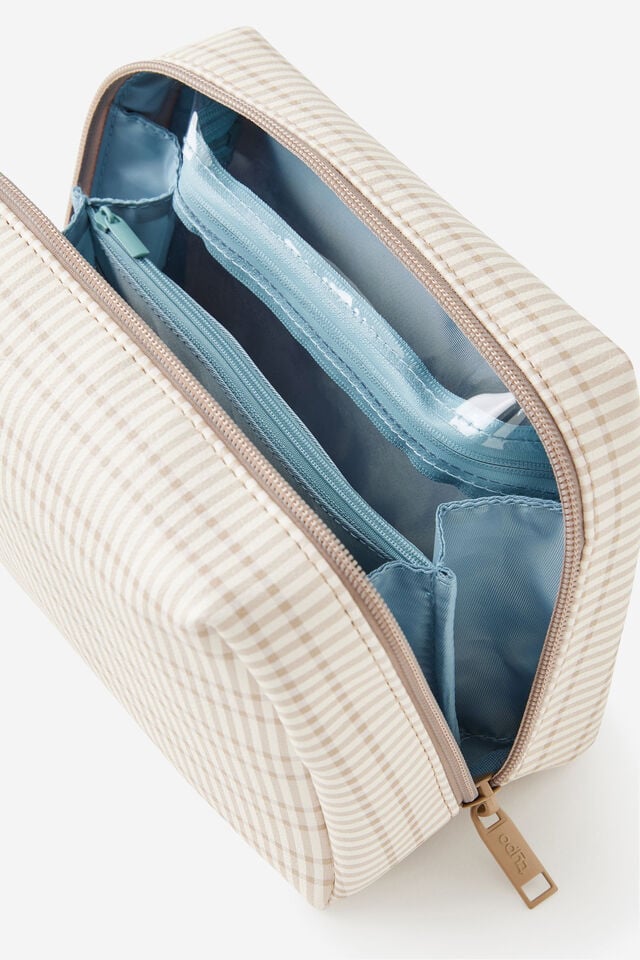 Toiletry Wash Bag, NATURAL CHECK
