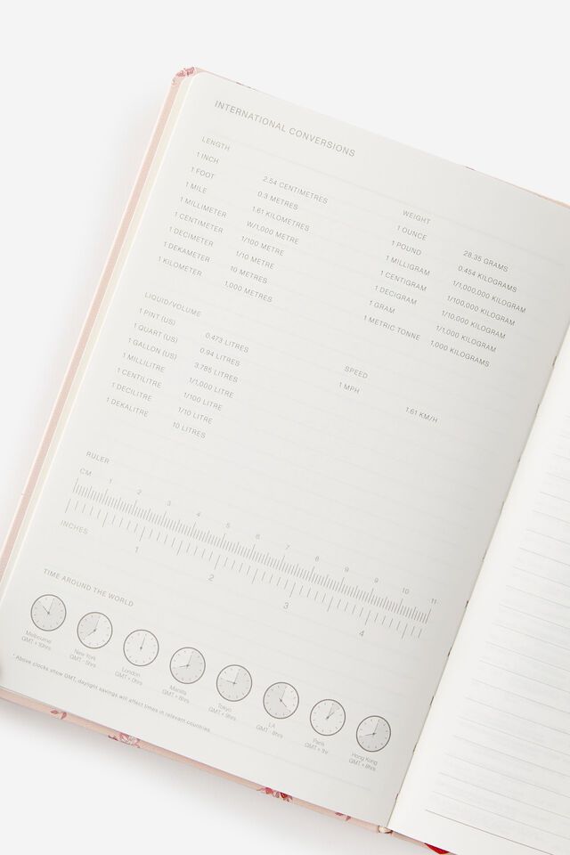 2026 A5 Weekly Hard Metro Diary, Ditsy Pansy Pink Clay