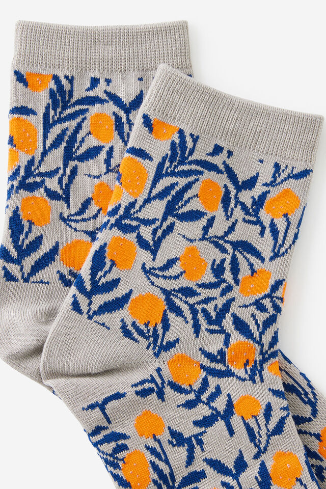Mid Crew Socks, NATIVE FLOWER YDG