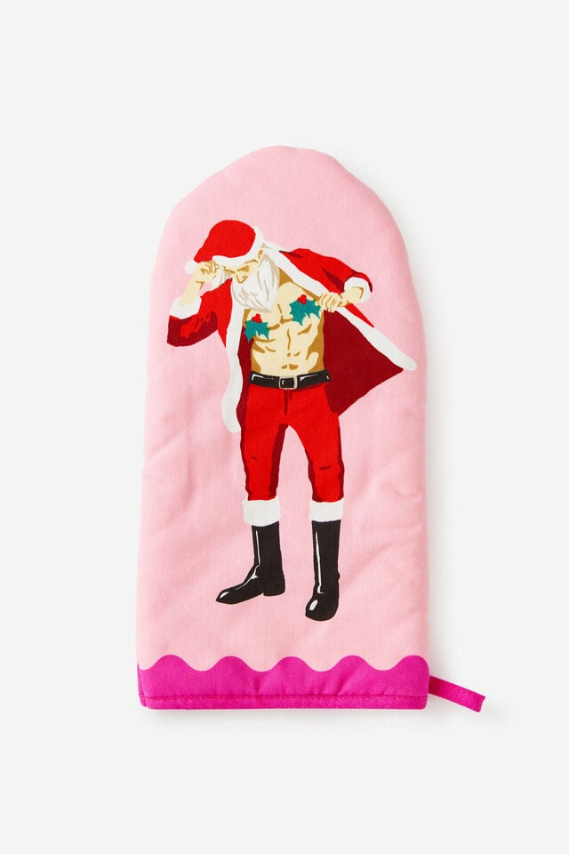 Christmas Oven Mit, NAUGHTY SANTA GINGHAM