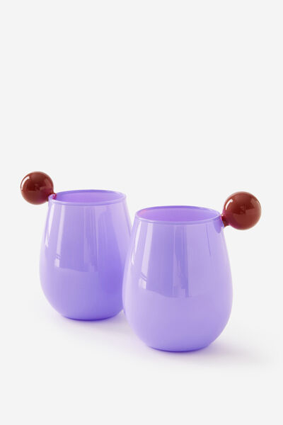 Bulbous Set Of 2 Tumblers, GINGERBREAD / ORCHID