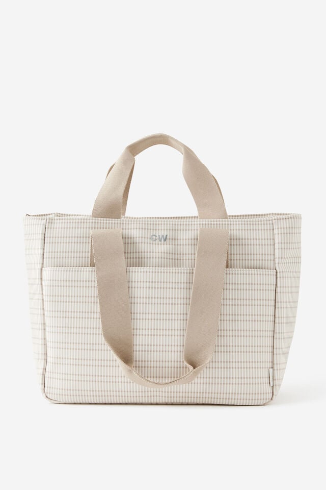 Perssonalised Pro Oversized Tote, TAN CHECK
