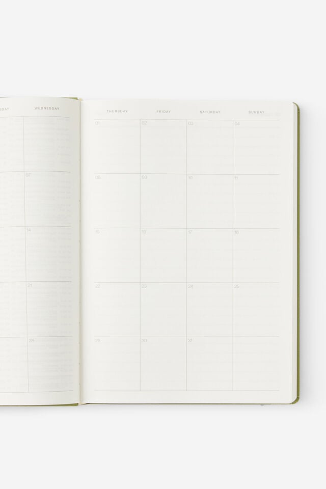 Personalised 2026 B5 Daily Hard Metro Diary, Little Treats Bay Leaf