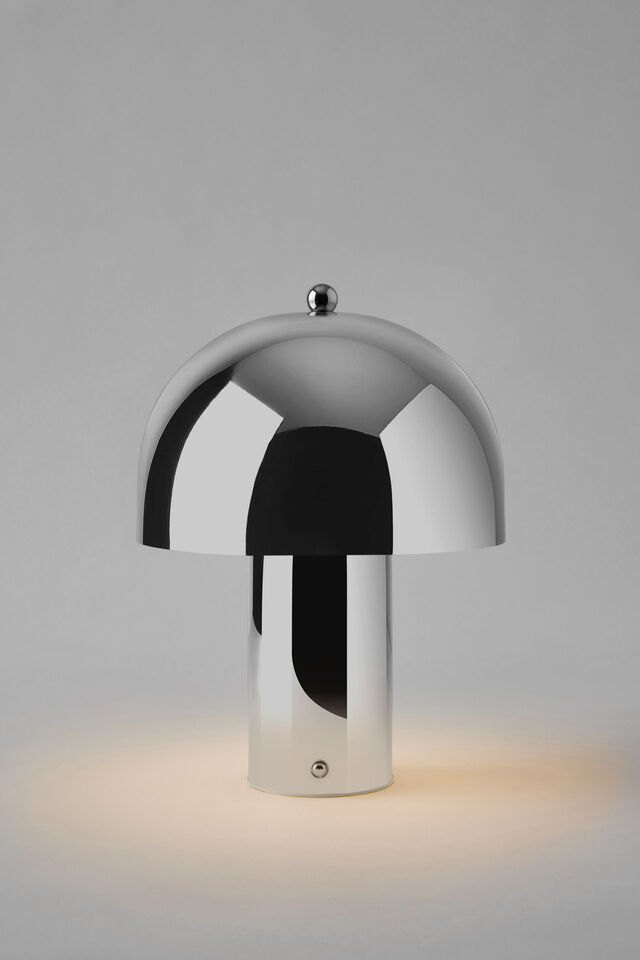 Mushroom Cordless Led Metal Lamp, CHROME