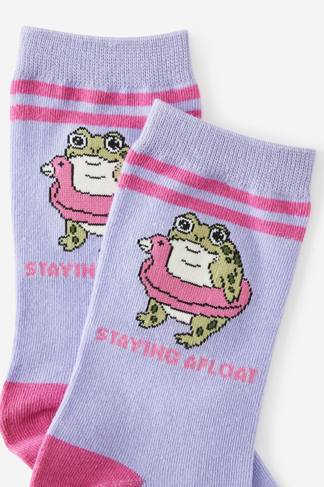 Mid Crew Socks, STAY AFLOAT FROG