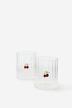 Set Of 2 Glass Icon Tumblers, CHERRY - example image 3