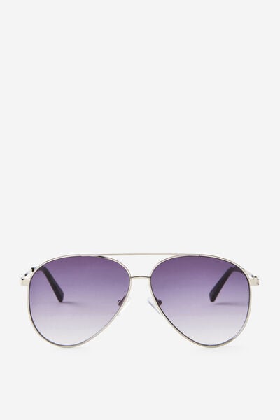 Sleeko Sunglasses, SILVER AND BLACK