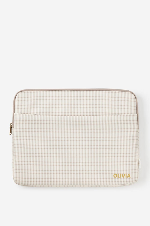 Personalised Pro 16 Inch Laptop Case, TAN CHECK