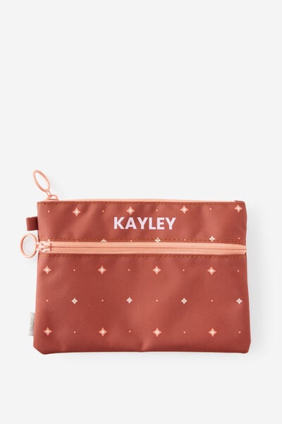 Personalised Double Zip Pencil Case, GINGERBREAD SPACED OUT