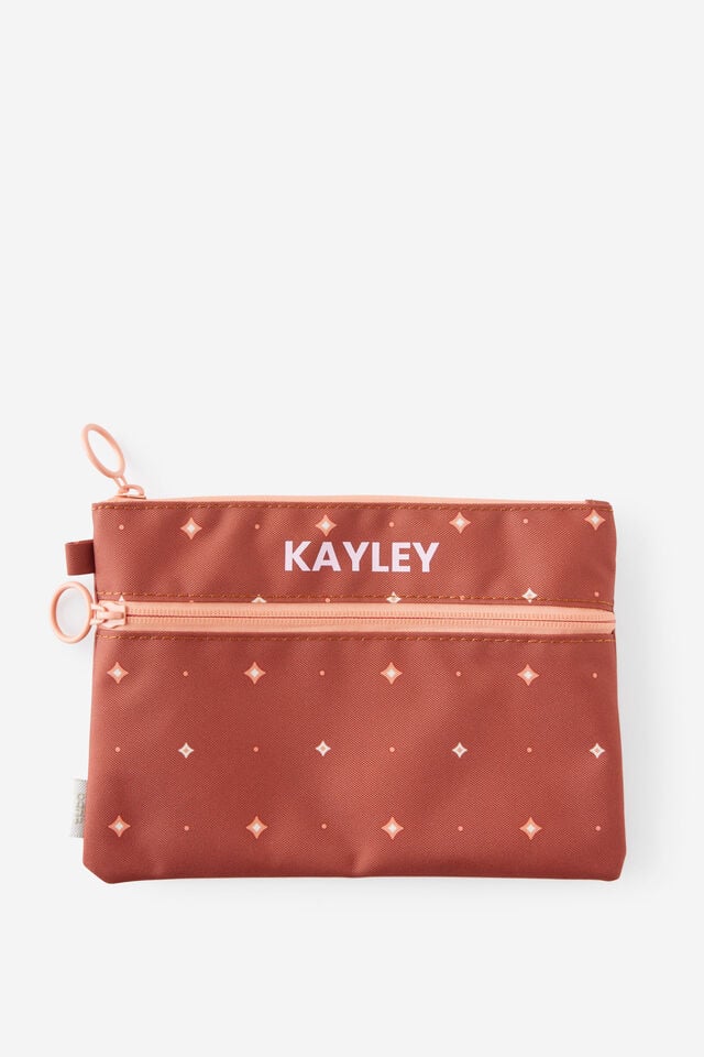 Personalised Double Zip Pencil Case, GINGERBREAD SPACED OUT