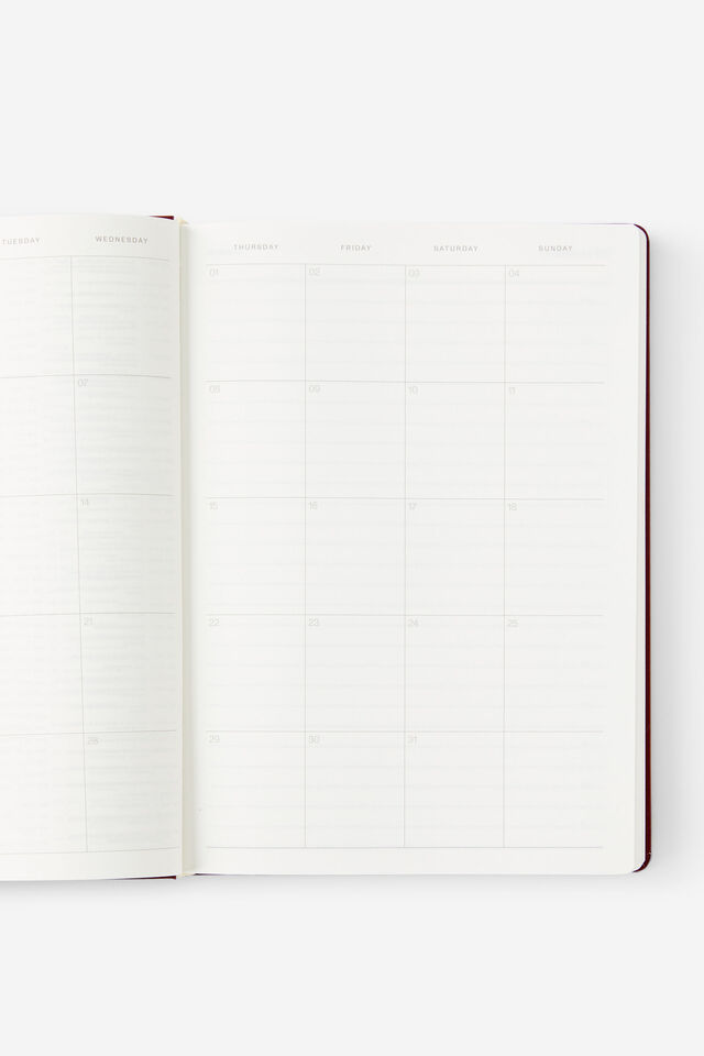 Personalised 2026 B5 Daily Hard Metro Diary, Cabernet