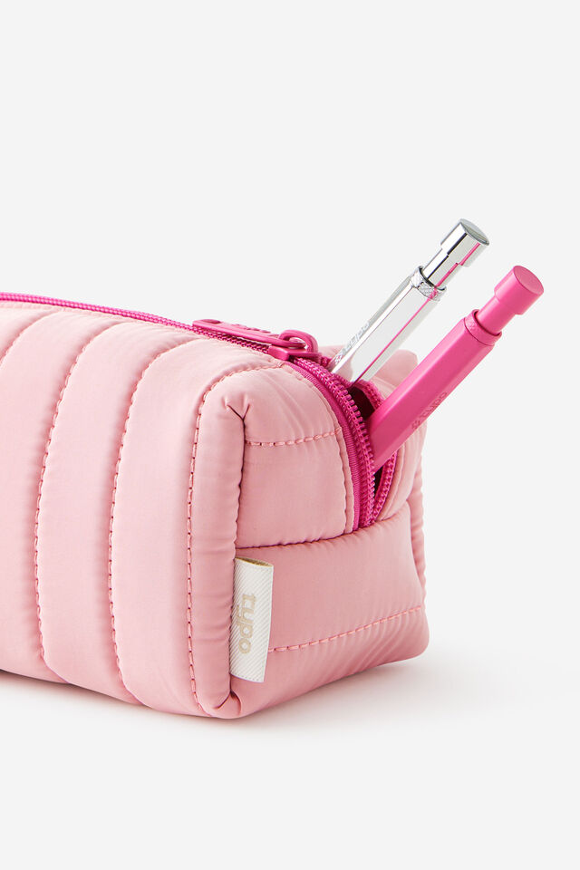 Puffy Stitch Pencil Case, STRAWBERRY MILK/LAVA RED