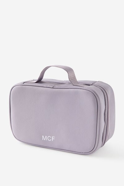 Personalised Flat Lay Wash Bag Pu, SILVER LILAC