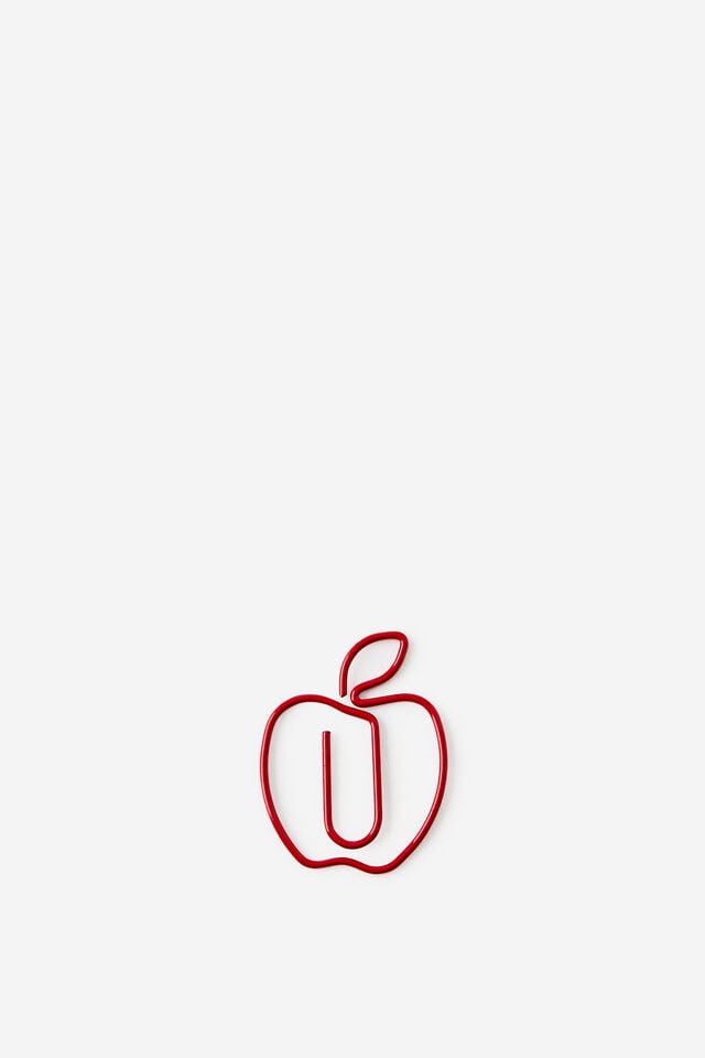 Shaped Paper Clips 8Pk, APPLES SWEET RED