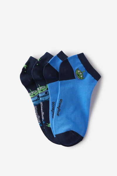 2 Pk Of Ankle Socks, LCN DIS TOY STORY GREEN ALIEN (M/L)