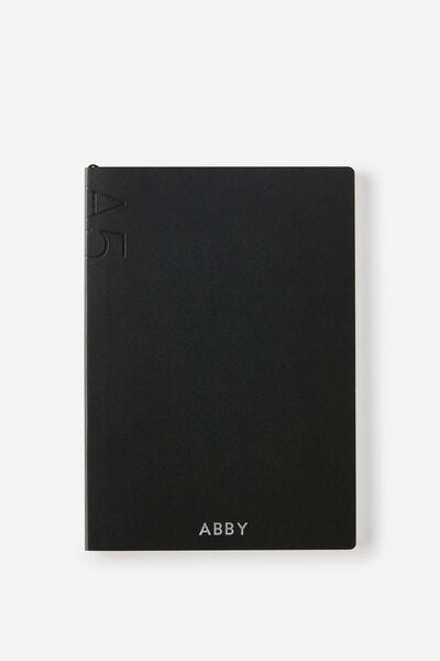 Personalised A5 Soft Cover Lined Notebook, BLACK