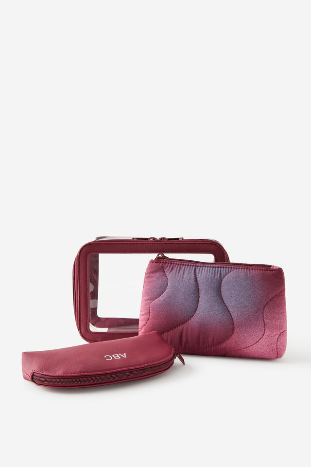 Personalised 3 In 1 Cosmetic Case, DIFFUSION/CABERNET