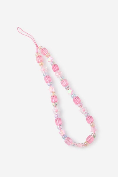Carried Away Phone Charm Strap, PINK GLITTER / FLORAL