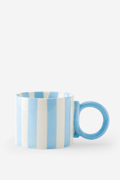Loop Handle Mug, BLUE SKIES & ECRU