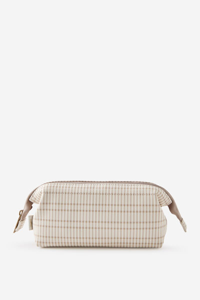 Compact Pu Pencil Case, NEUTRAL CHECK