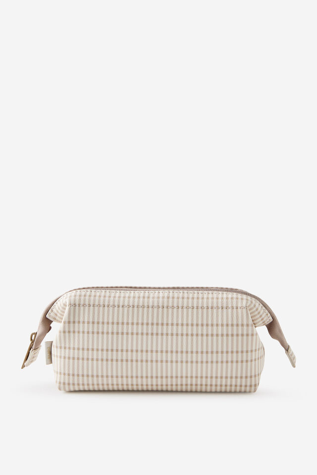 Compact Pu Pencil Case, NEUTRAL CHECK