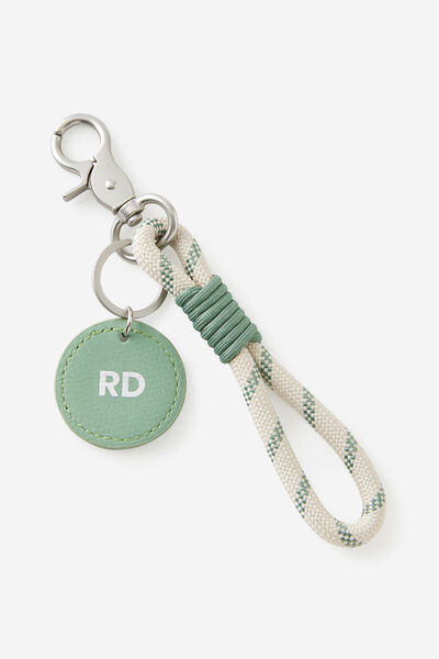Personalised Rope Keyring, RIVER GUM/TYPO GREEN