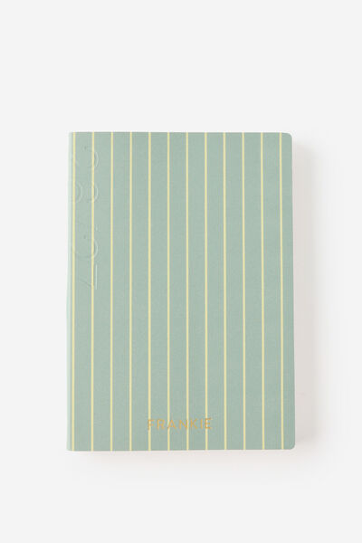 Personalised 26/27 A5 Daily Soft Diary, GREEN & LIME PIN STRIPE