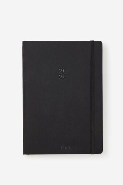 Personalised 2026 B5 Weekly Hard Metro Diary, Black