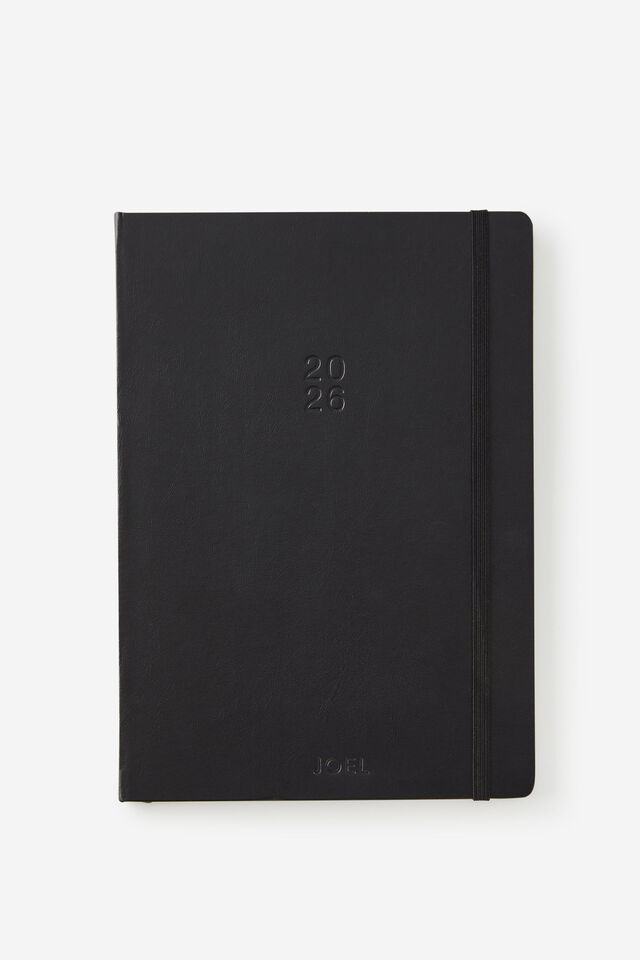 Personalised 2026 B5 Weekly Hard Metro Diary, Black