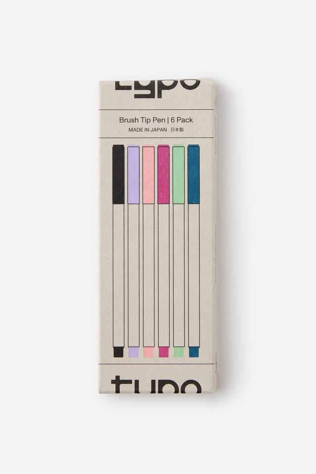 Brush Tip Pen Pen 6 Pack, ALL COLOURS