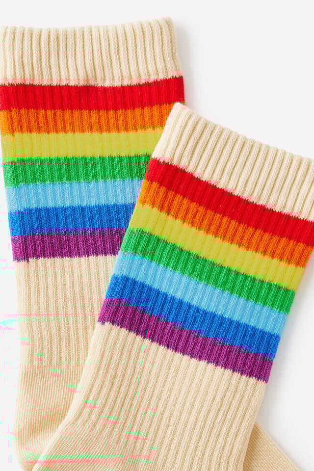Socks, RAINBOW STRIP ECRU