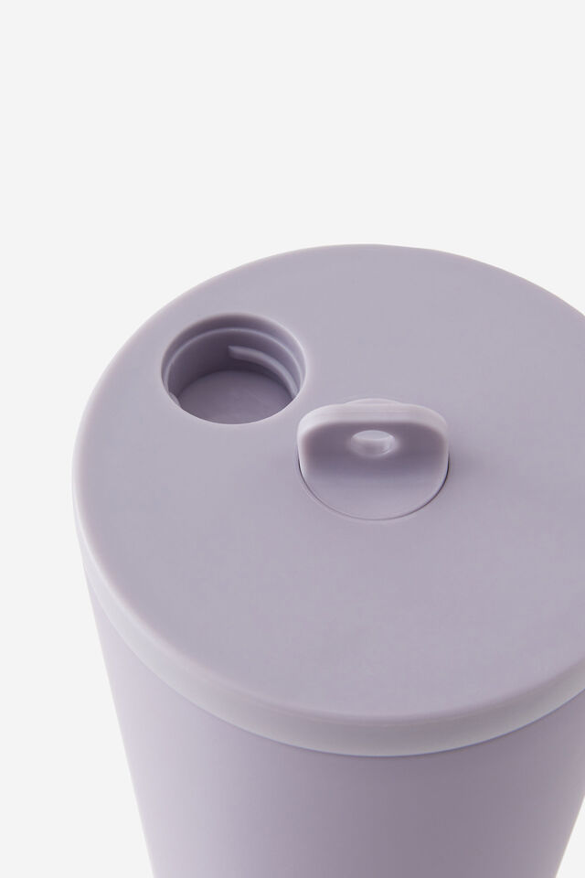 Hidden Straw Metal Smoothie Cup, SILVER LILAC