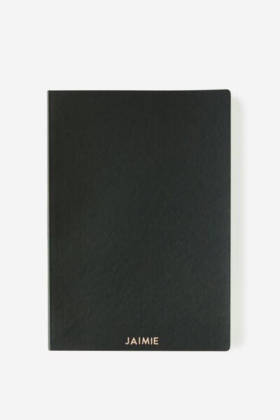 Personalised Metro B5 Soft Lined Notebook, Black