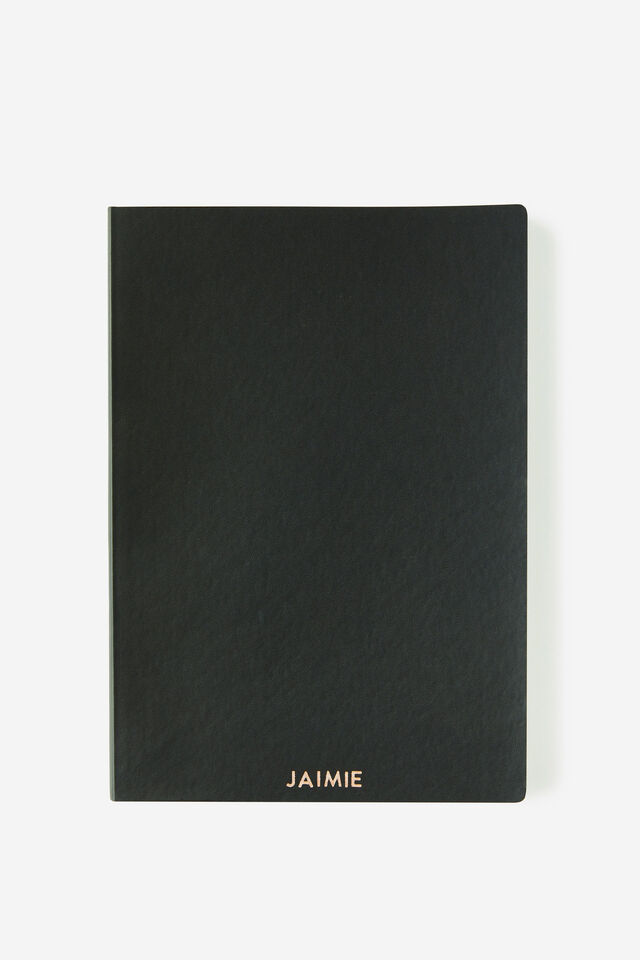 Personalised Metro B5 Soft Lined Notebook, Black