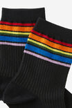 Mid Crew Socks, BLACK RAINBOW STRIPE - alternate image 2