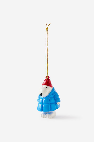 Collab Resin Christmas Ornament, LCN PEA SNOOPY BLUE PUFFER