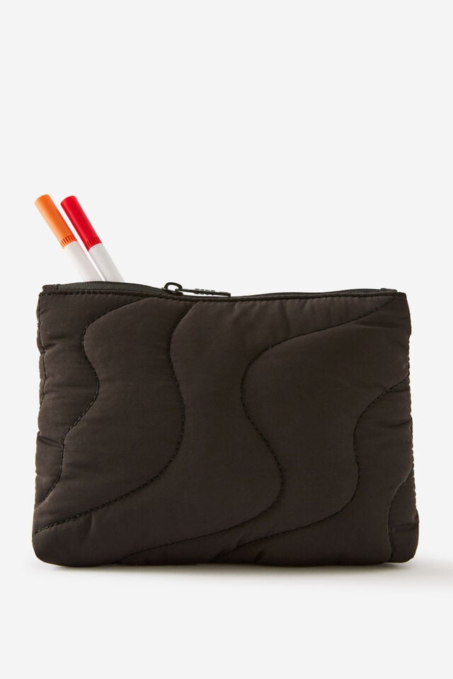 Quilted Pencil Case, BLACK