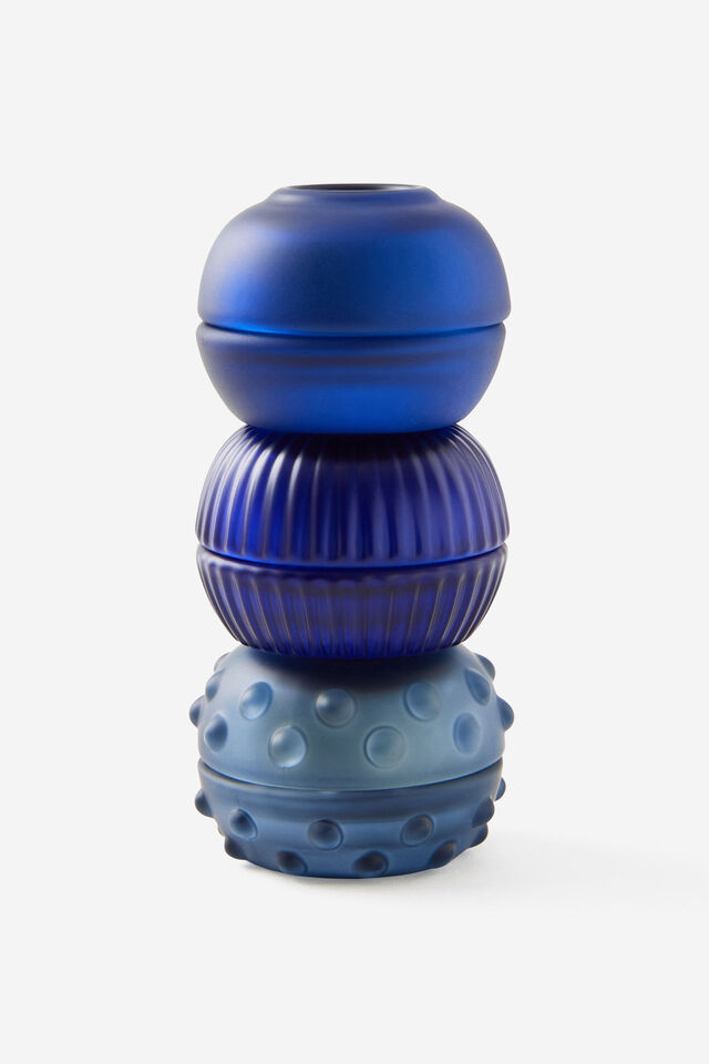 Mini Stackers Glass Tea Light Candle, AUDIO DREAMER BLUE SMOOTH