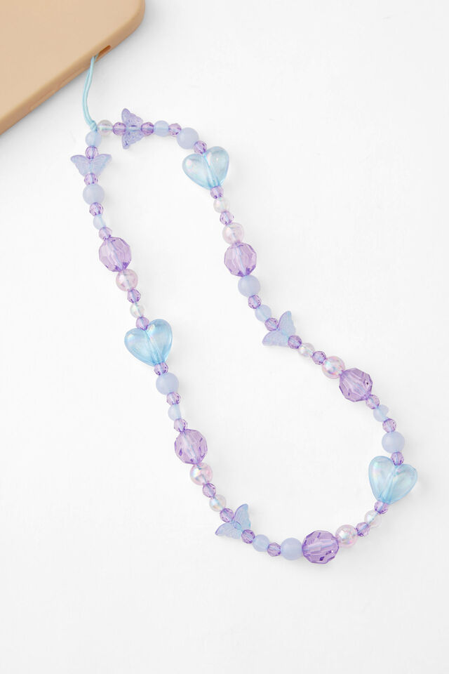 Carried Away Phone Charm Strap, BUTTERFLY GARDEN / BLUE