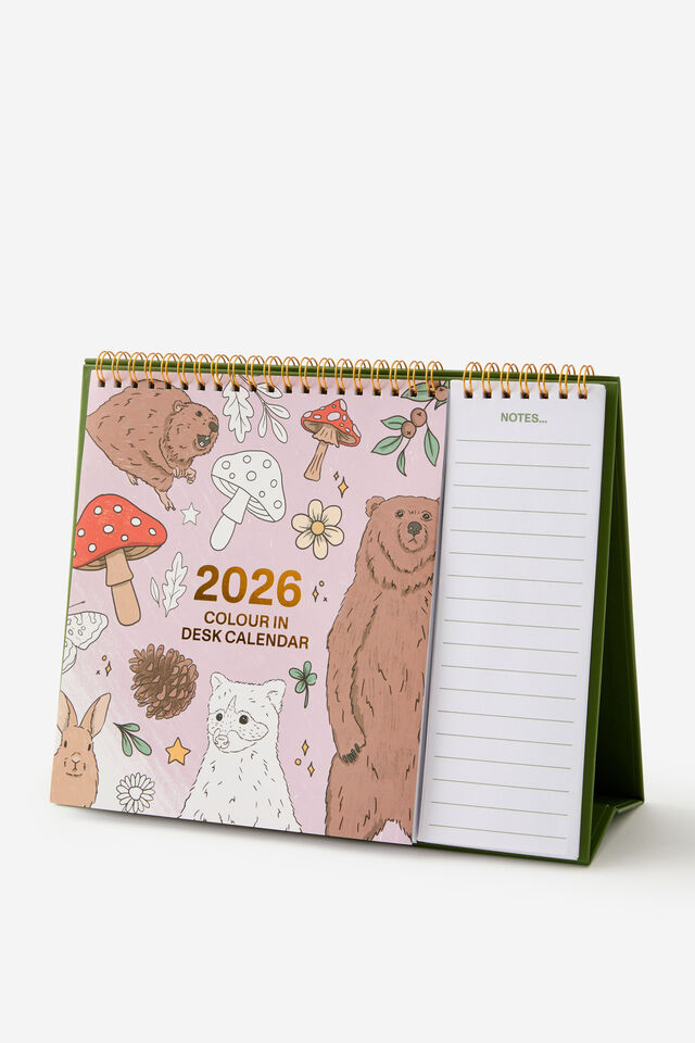 Colour In Desk Calendar, WOODLAND
