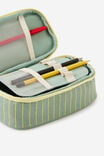 Arlow Canvas Pencil Case, TYPO GREEN & LIME PIN STRIPE - alternate image 2