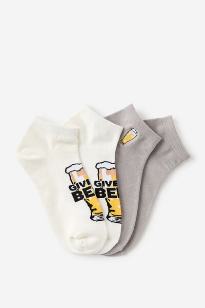 2 Pk Of Ankle Socks, GIVE ME BEER