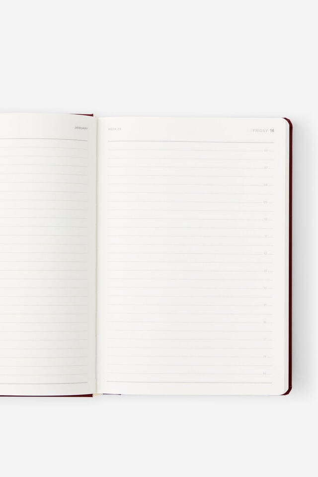 Personalised 2026 A5 Daily Hard Metro Diary, Cabernet