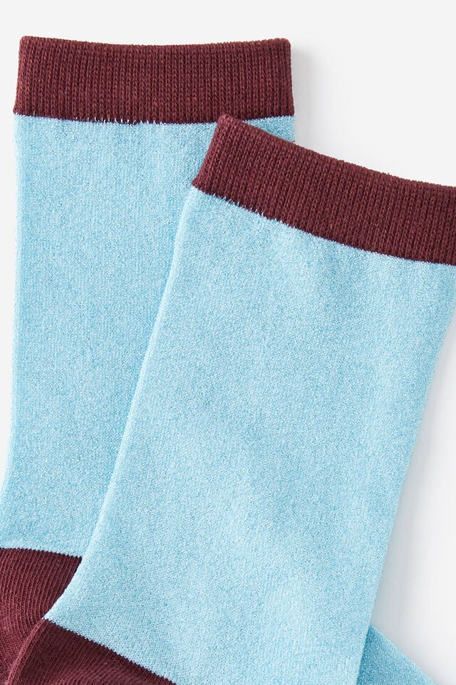 Mid Crew Socks, SPARKLE BLUE & ESPRESSO