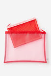 Mesh Pencil Case Set, STRAWBERRY MILK/SWEET RED - alternate image 1