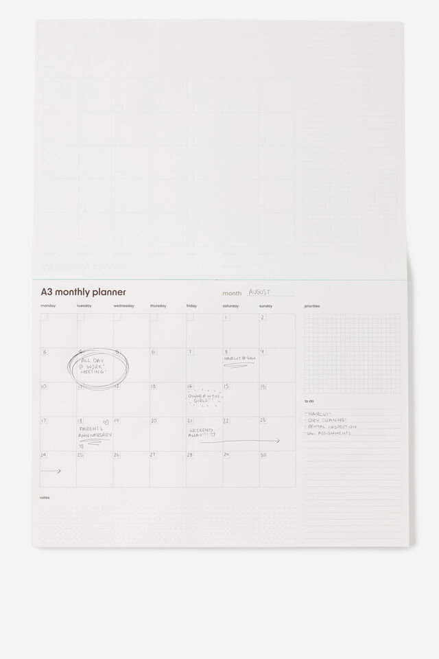 A3 Monthly Notepad Planner, ESPRESSO MINTY GREEN